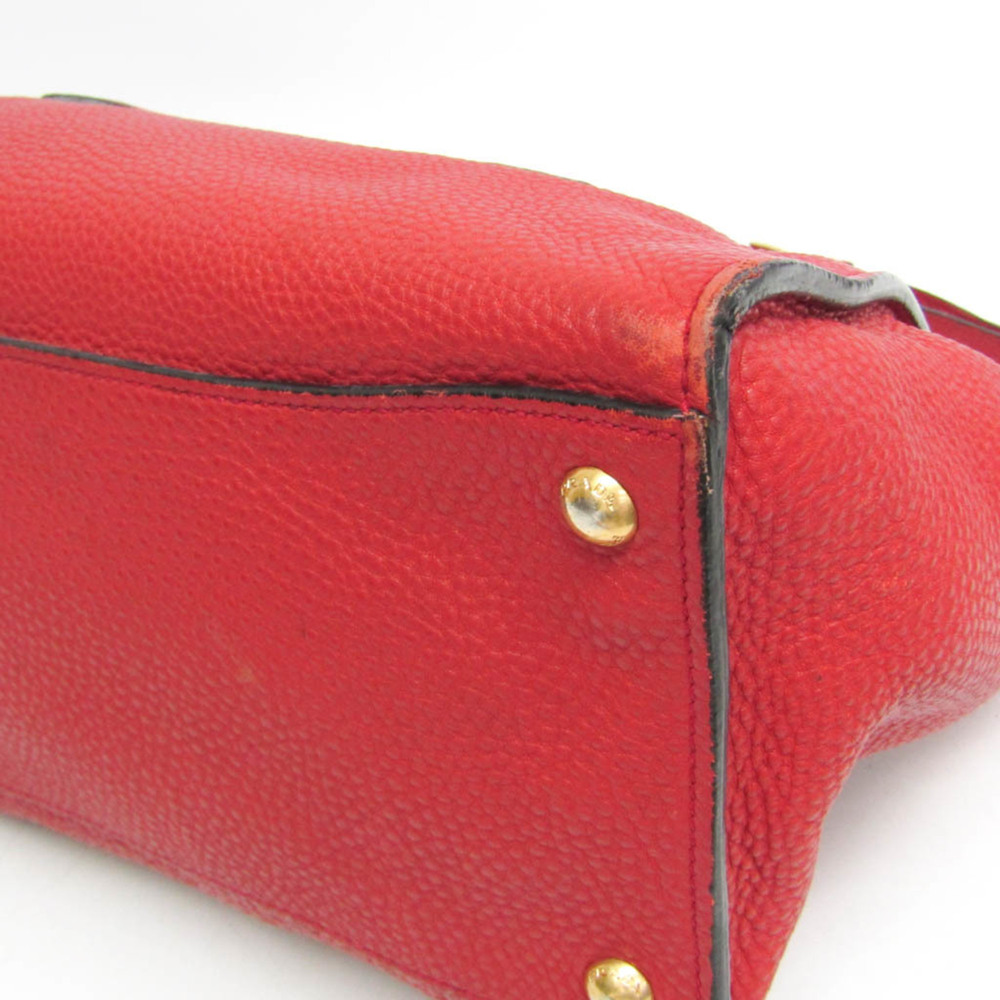 Prada VIT DAINO BN2673 Women's Leather Handbag,Shoulder Bag Red Color - Picture 8 of 16